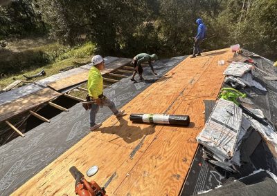 A roofing project in progress